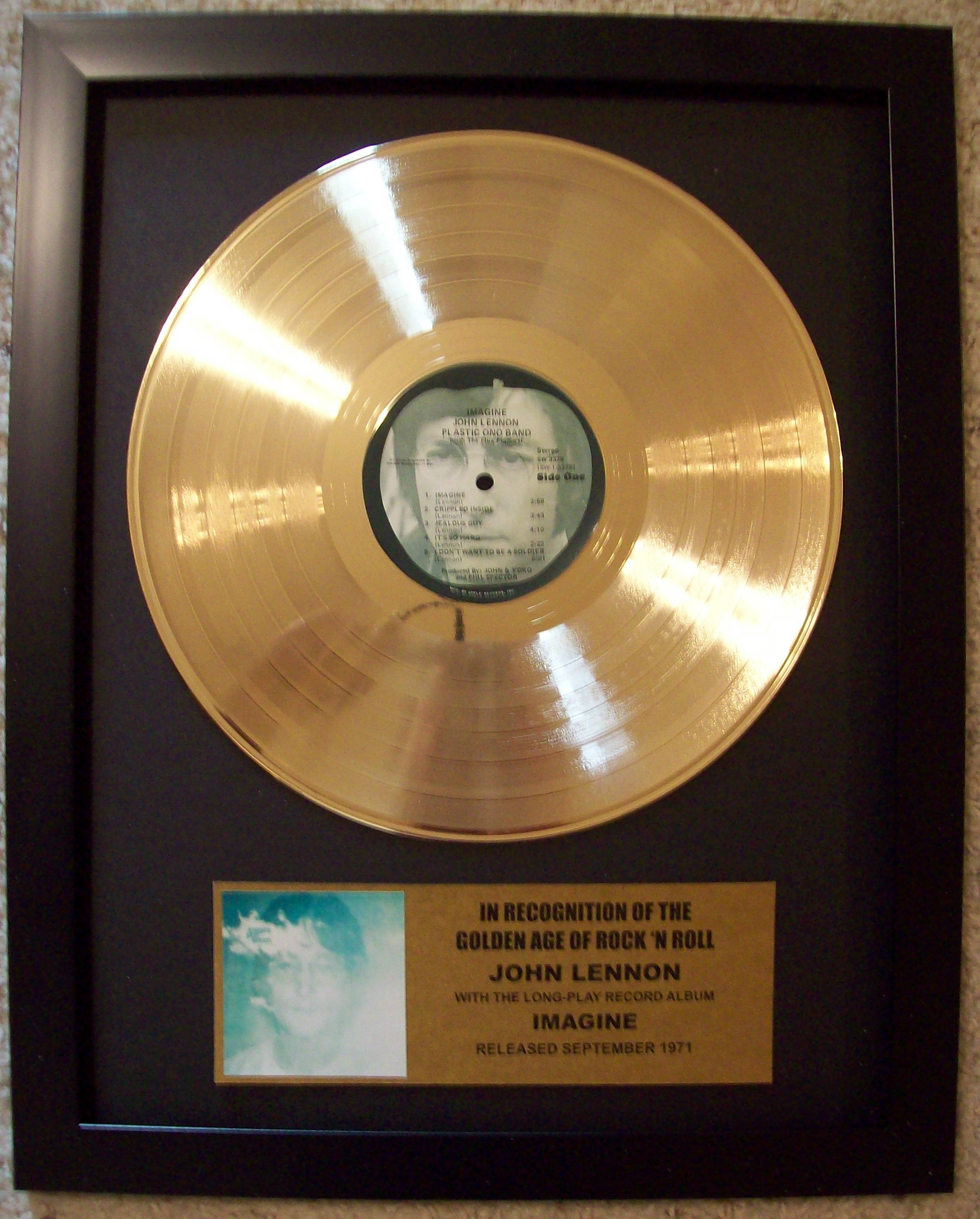 Image for John Lennon Imagine Gold LP Record Album