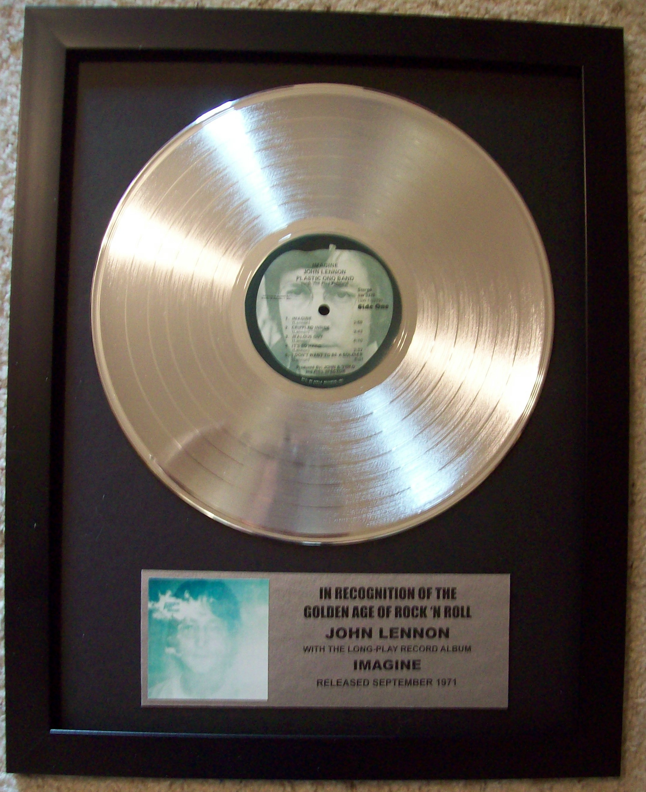 Image for John Lennon IMAGINE Platinum LP Record