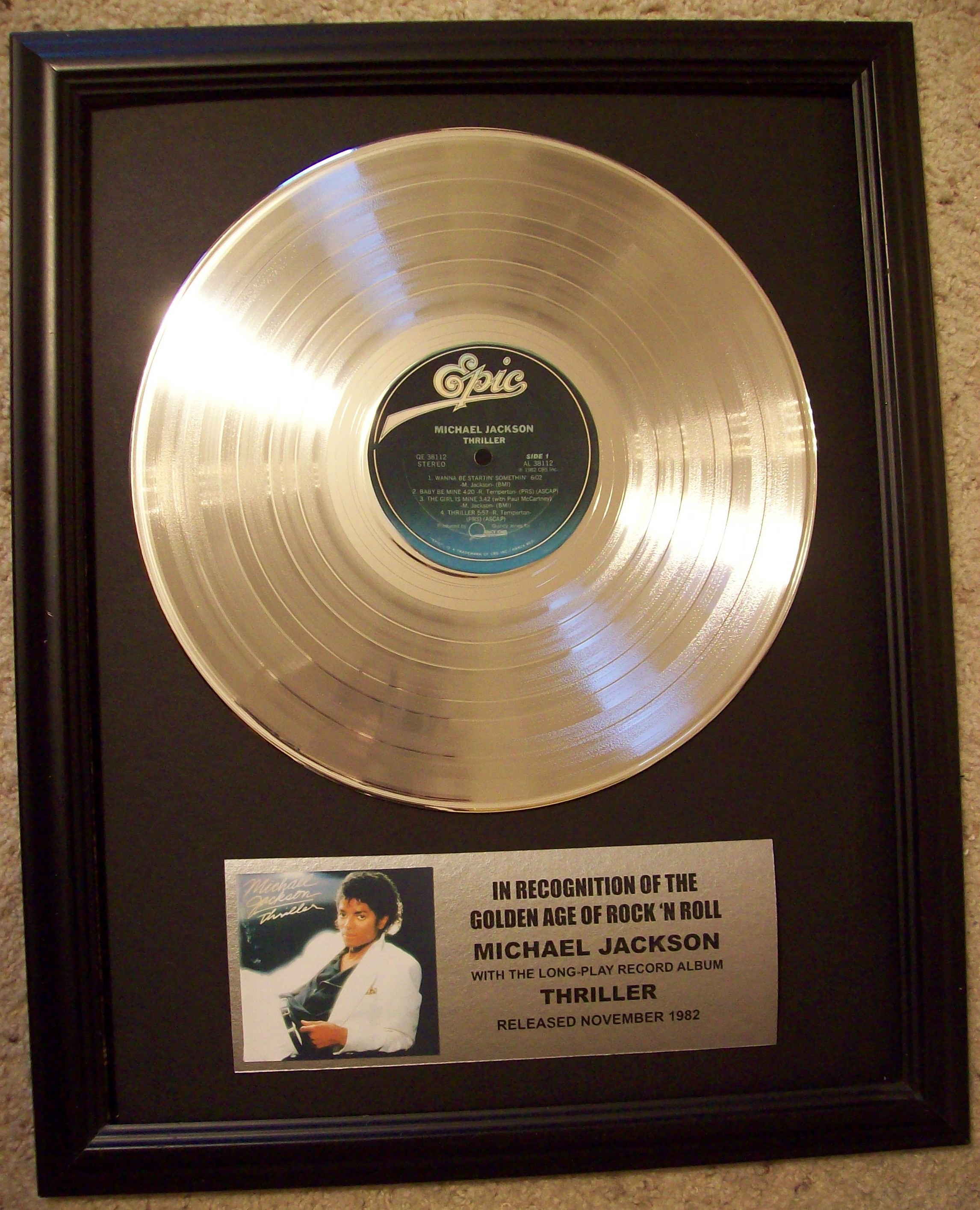 Image for Michael Jackson "Thriller" Platinum LP Record Album