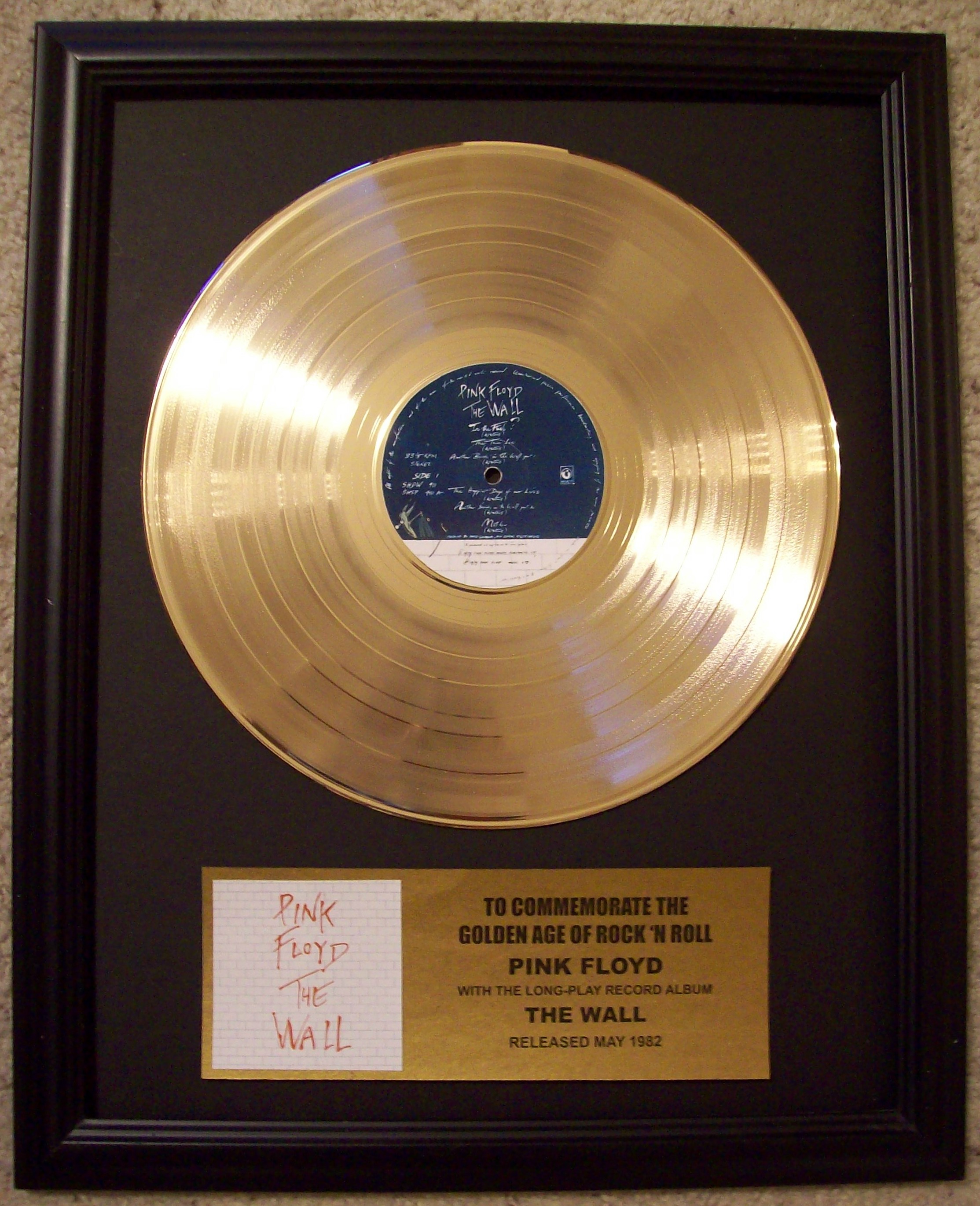 Image for Pink Floyd The Wall Gold Record Album