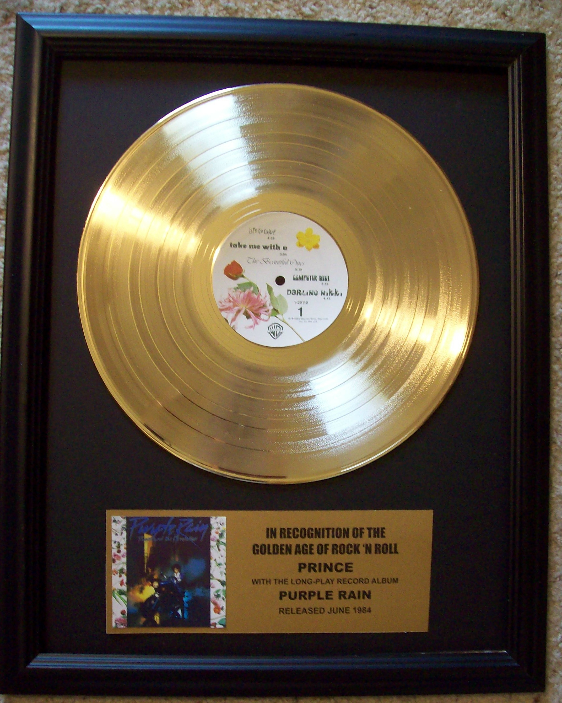 Image for Prince Purple Rain Gold LP Record